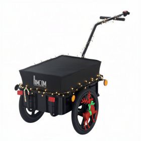 Bicycle Cargo Trailer with Removable Box and Waterproof Cover, Bike Wagon Trailer with Two 16in Wheels (Option: Black-690x490x370 mm)