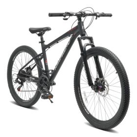 A26317 KIAPALNO 26 Inch All-Terrain Mountain Bike With Disc Brakes 21-Speed Drivetrain & Durable Carbon Steel Frame Ideal For Men And Women, Perf (Option: A26317KBLACK)