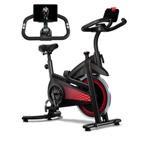 Exercise Bike Indoor Stationary Bike Cycling Bicycle for Home Gym 300 lbs Weight Capacity Adjustable Seat/Handlebar for Cardio Workout Office, Re (Color: Red)
