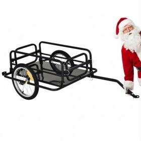 Bike Trailer, Foldable Bicycle Trailer with16 Inch Pneumatic Tire, Universal Coupler, Foldable Frame and Safe Reflectors Design, Large Load Capac (Option: Black-800x765x190 mm)